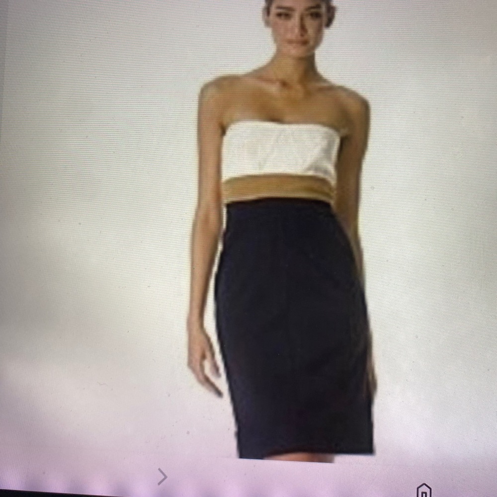 DVF Diane von Furstenberg Color Block Rhythm Strapless Midi Pencil Dress Sz P2